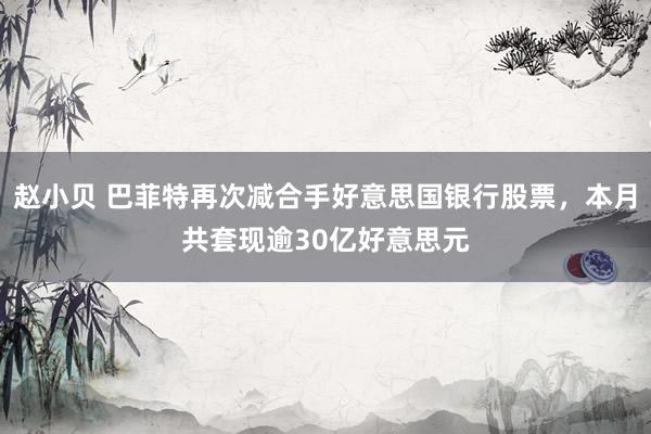 赵小贝 巴菲特再次减合手好意思国银行股票，本月共套现逾30亿好意思元