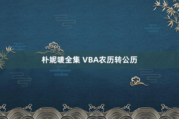 朴妮唛全集 VBA农历转公历