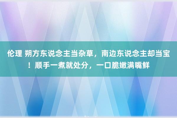 伦理 朔方东说念主当杂草，南边东说念主却当宝！顺手一煮就处分，一口脆嫩满嘴鲜
